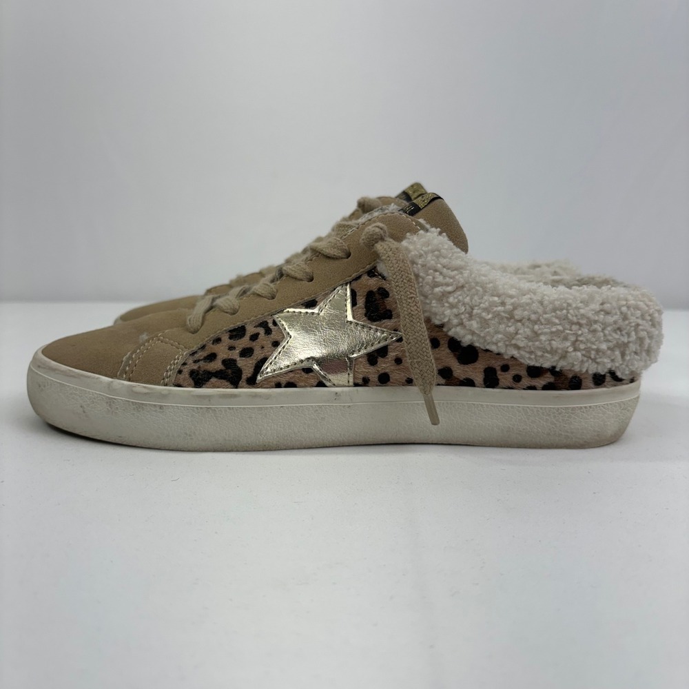 Vintage Havana Hearty Leopard Camel Sherpa Lined Slip On Sneaker Mules Womens 8